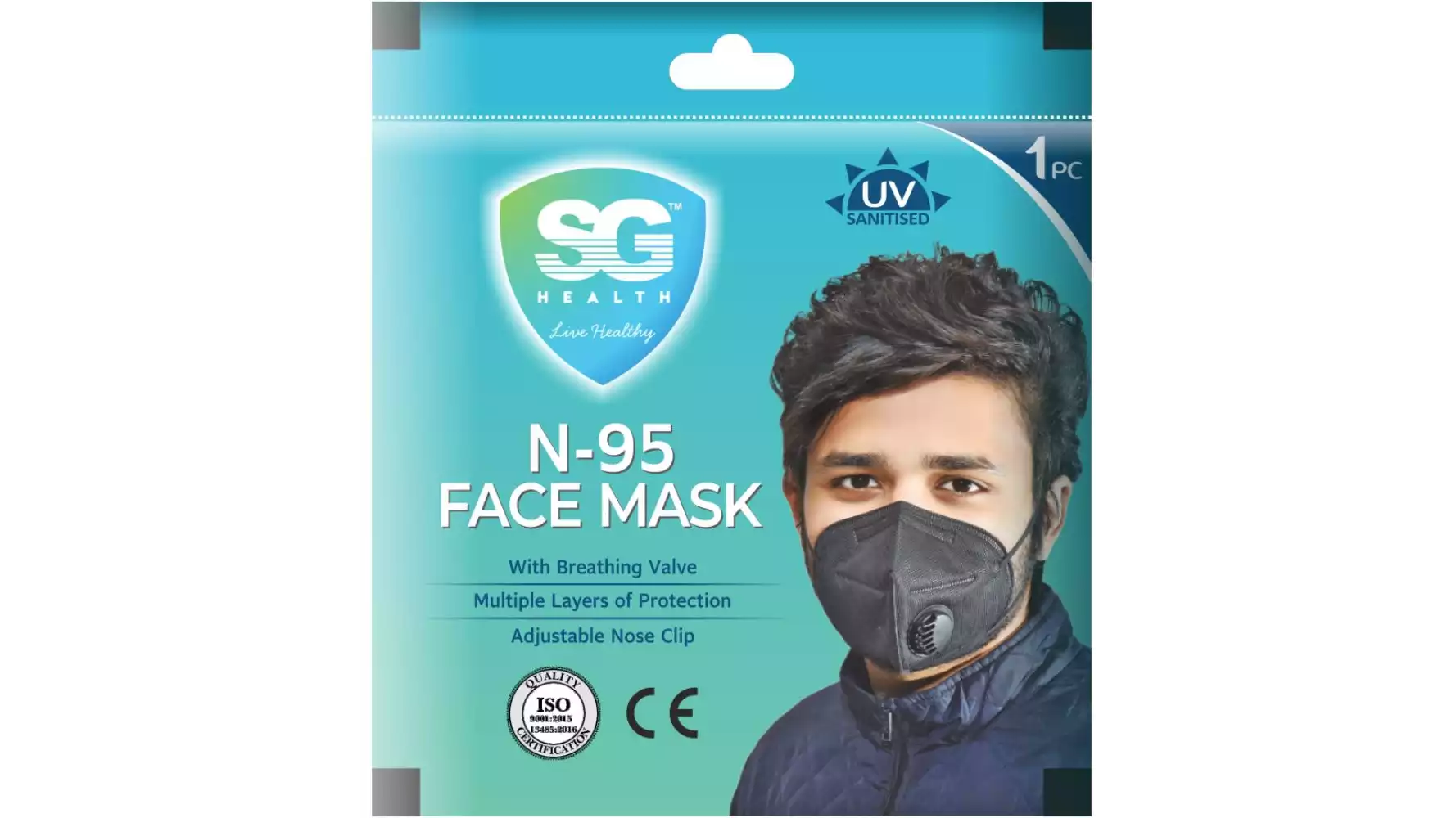 SG Health N95 Face Mask With Valve (1pcs)
