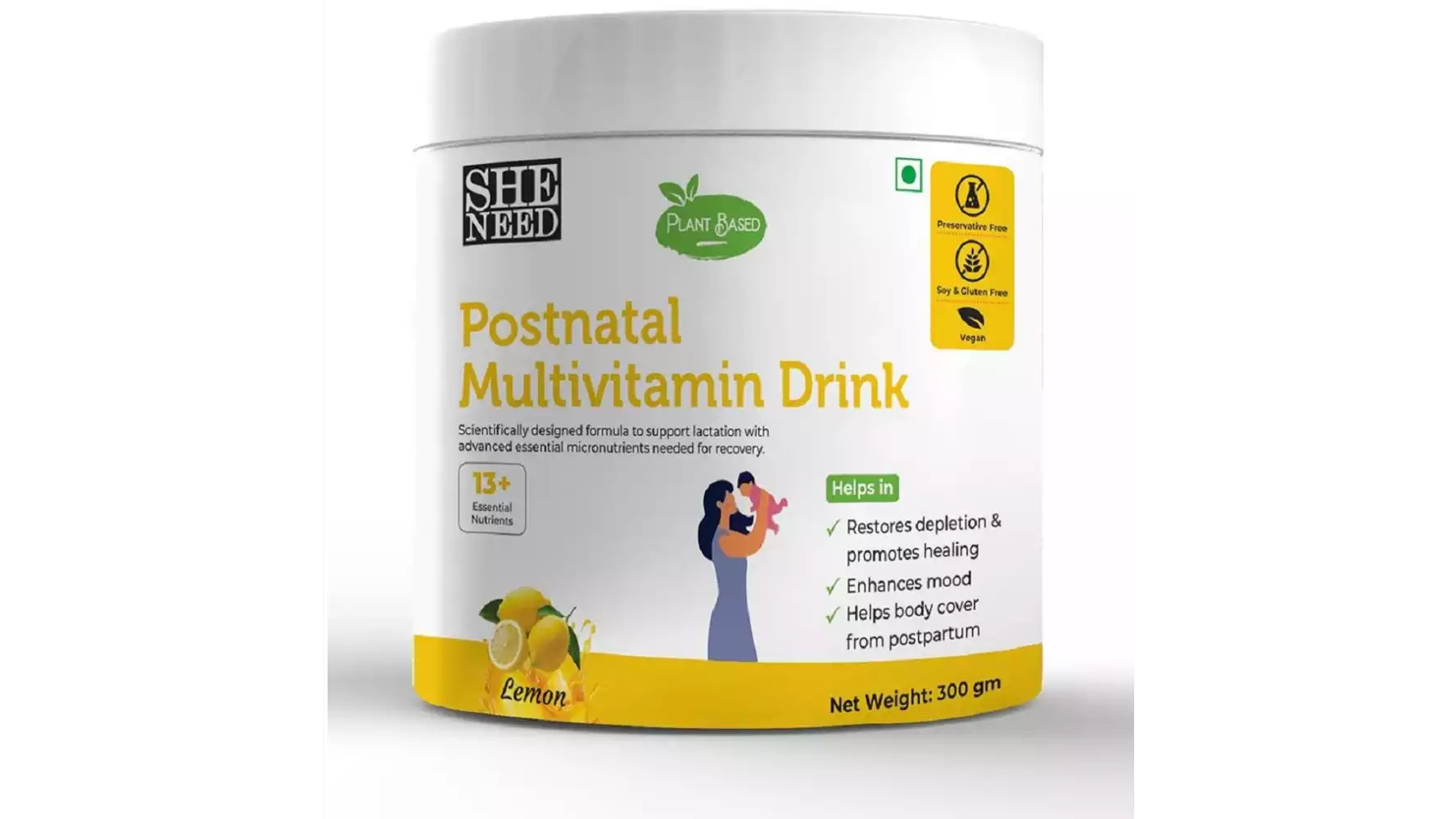 SheNeed Postnatal Multivitamin Drink Lemon Flavour (300g)