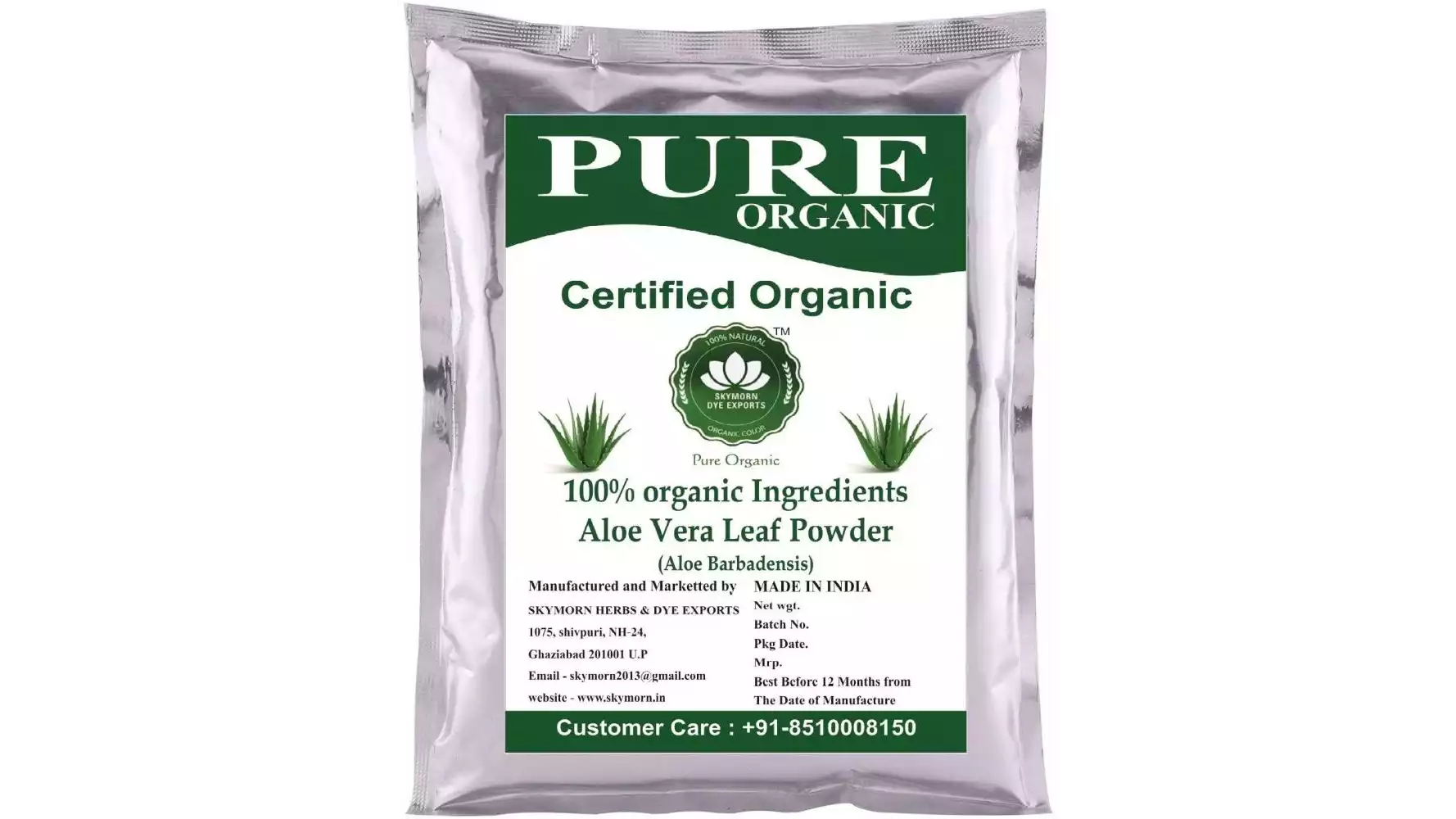 SkyMorn Organic 100% Pure Aloe Vera Powder (200g)