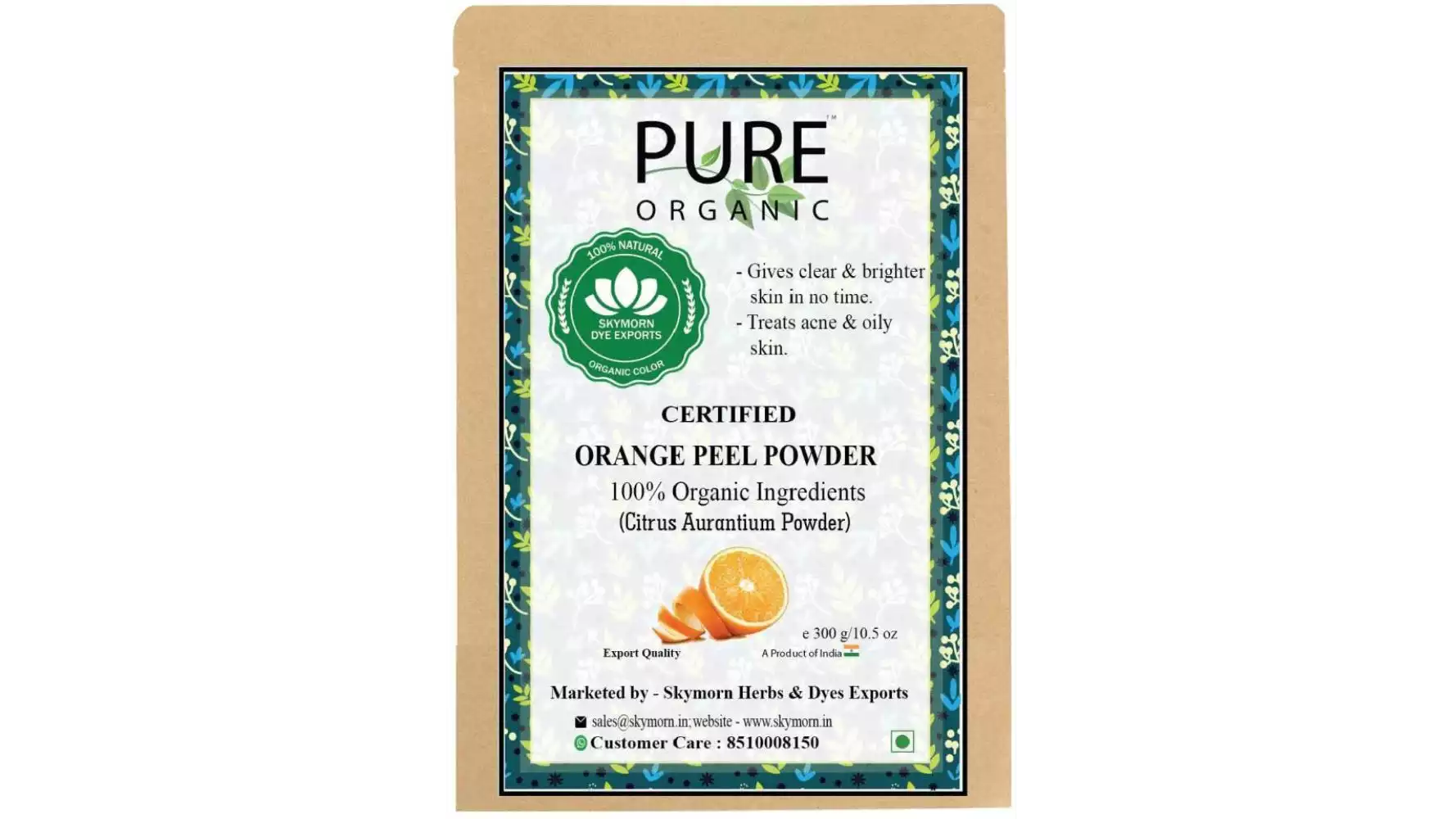 SkyMorn Pure Organic 100% Pure Orange Peel Powder (300g)