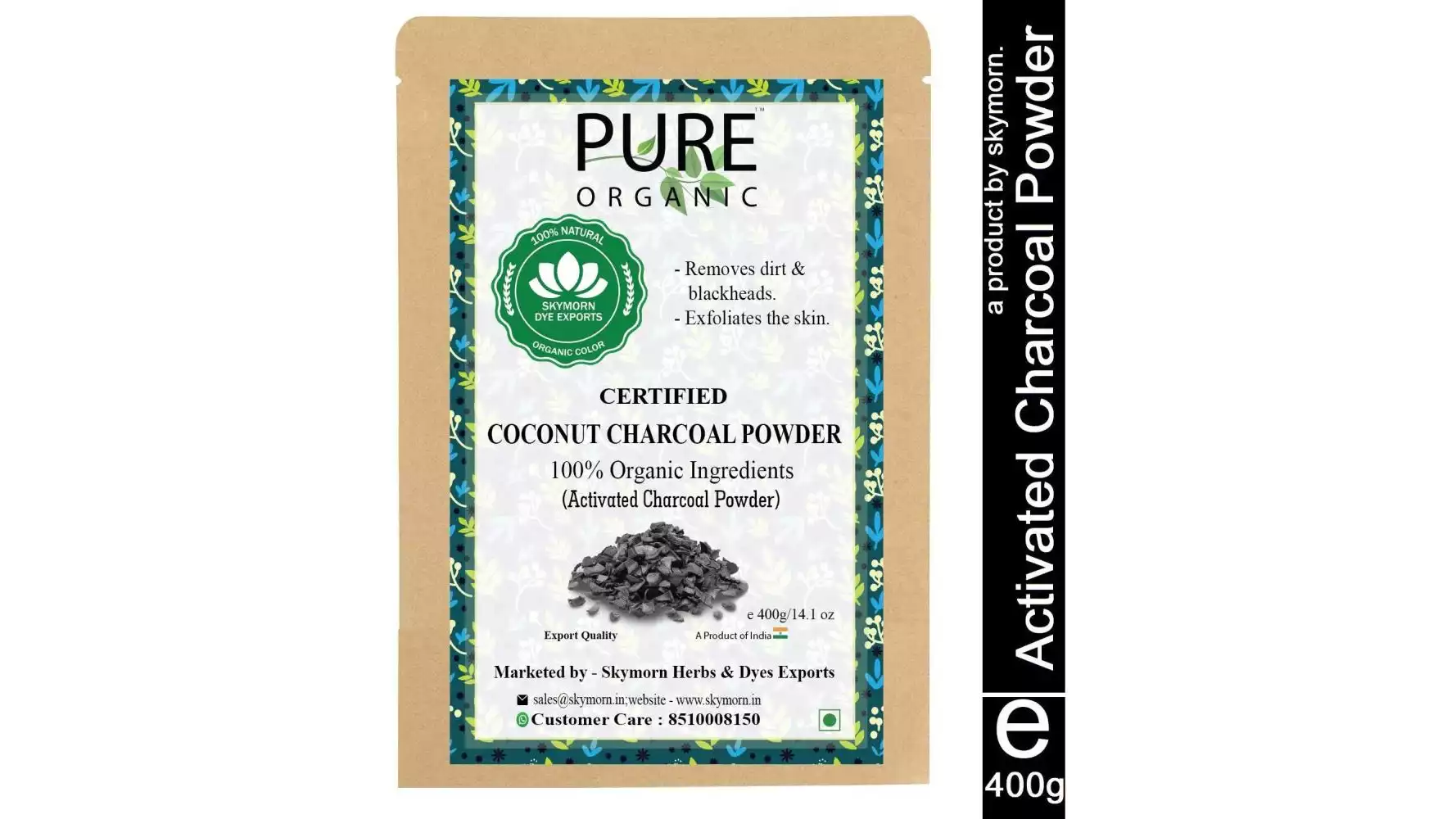 SkyMorn Pure Organic Advance Activated Carbon(Charcoal) Powder (400g)