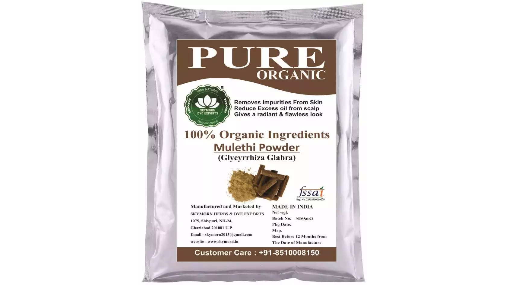 SkyMorn Pure Organic Mulathi (Licorice) Powder (300g)
