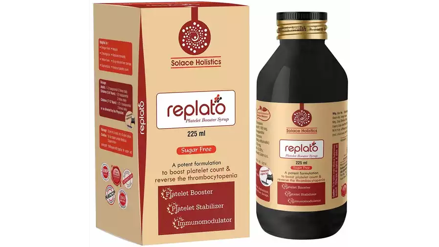 Solace Holistics Replato Platelet Booster Syrup Sugar Free (225ml)