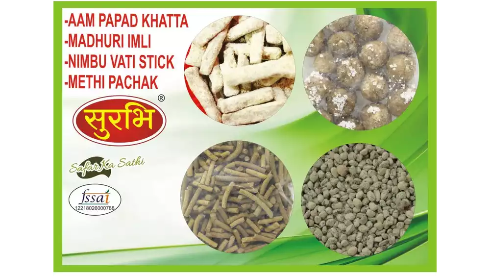 Surbhi Madhuri Imli, Aam Papad Khatta, Nimbu Vati Stick & Methi Pachak (1Pack)