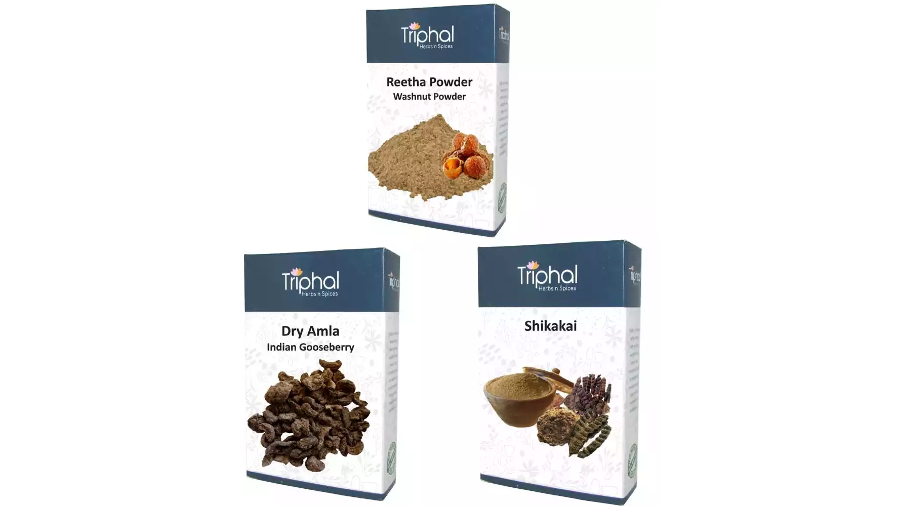 Triphal Reetha Powder, Dry Amla Powder & Shikakai Powder Combo (1Pack)
