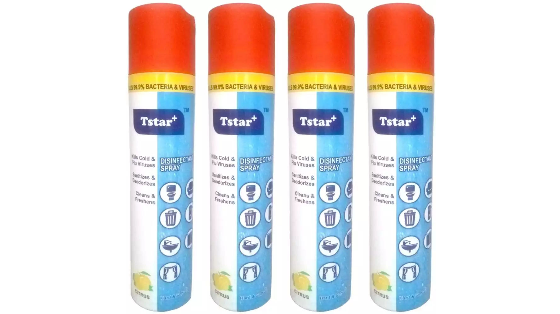 Tstar Disinfectant Hard & Soft Surface Germ Kill Spray (350ml, Pack of 4)