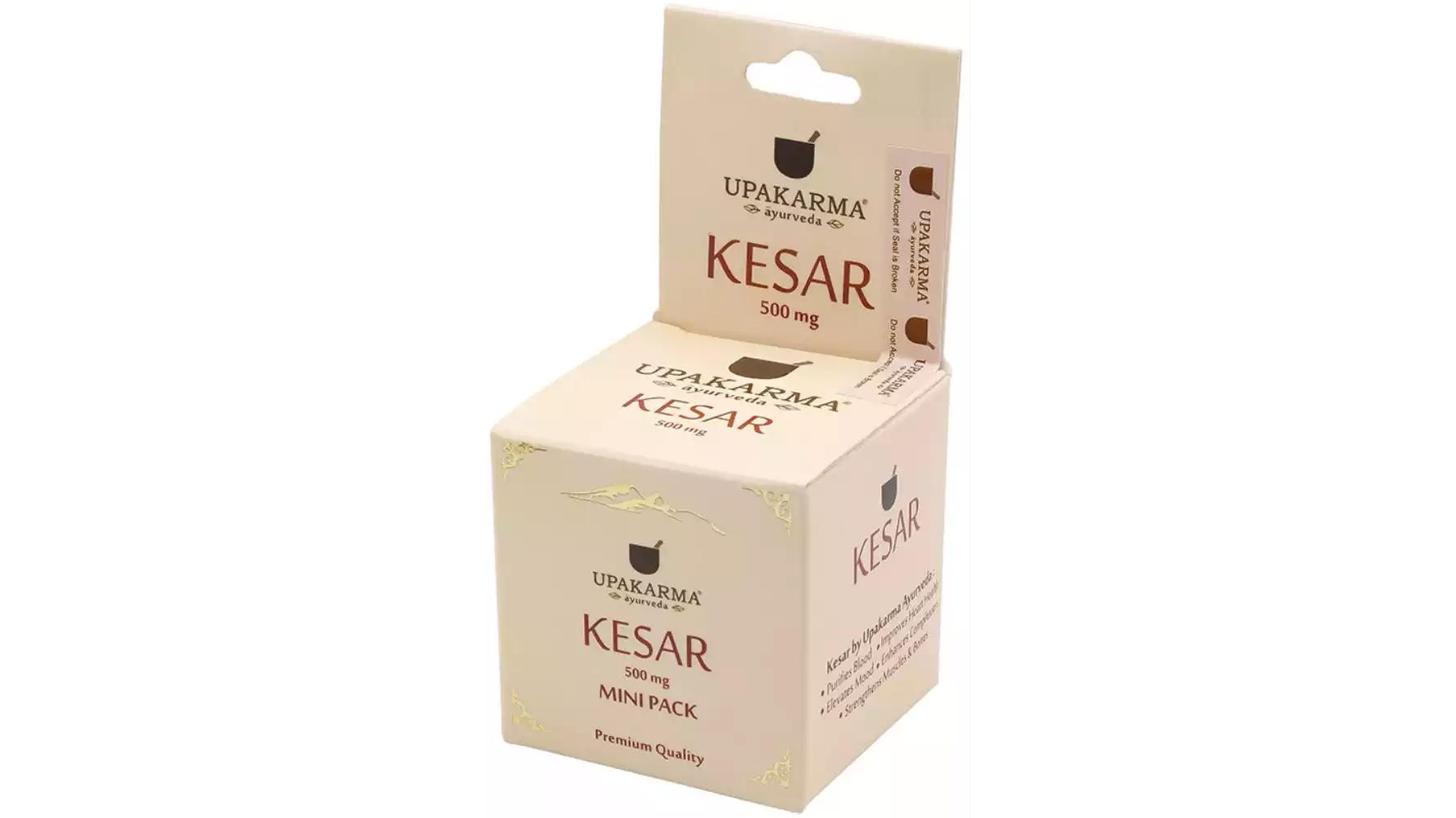 Upakarma Ayurveda Natural, Pure and Finest A++ Grade Kashmiri Kesar / Saffron Threads Mini Pack {Certified Natural, Pure And Organic Finest A++ Grade, Saffron Threads, Mini Pack} (0.5g)