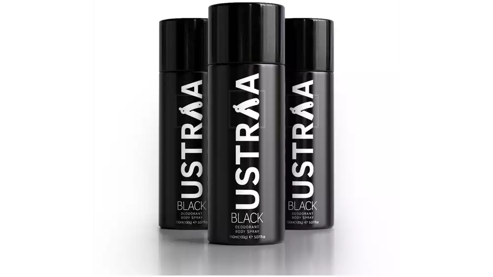Ustraa Deodorant Body Spray Black (150ml, Pack of 3)