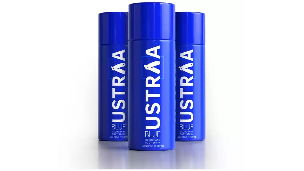 Ustraa Deodorant Body Spray Blue (150ml, Pack of 3)