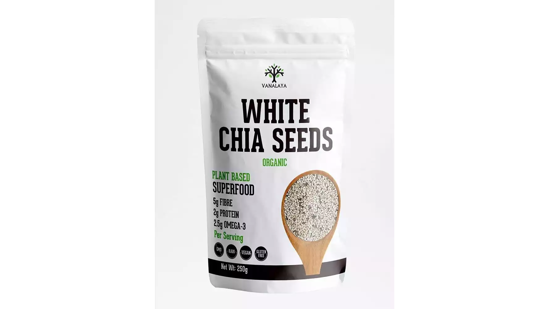 Vanalaya Organic White Chia Seeds (250g)