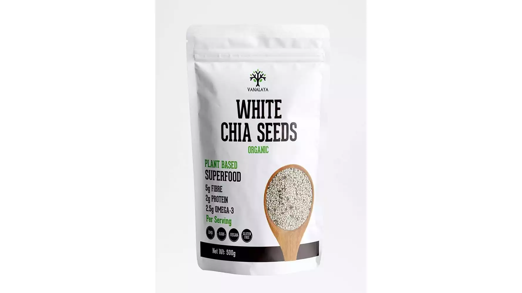 Vanalaya Organic White Chia Seeds (500g)
