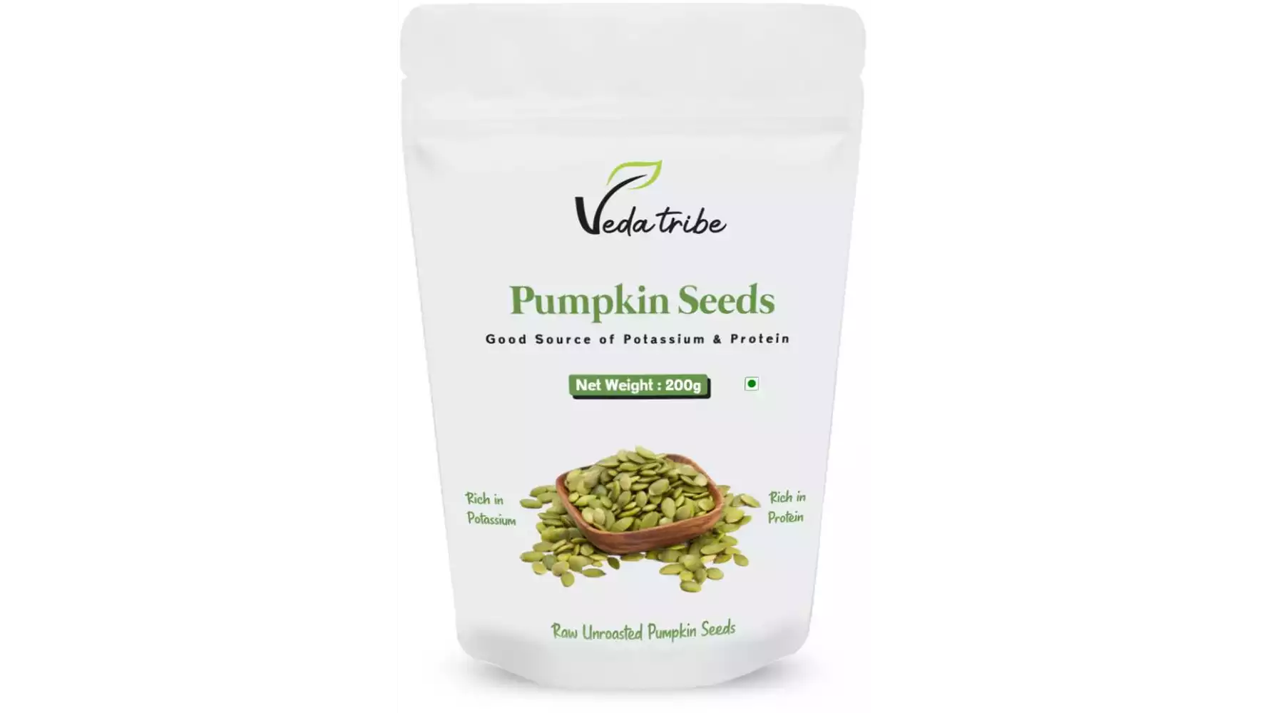 Veda Tribe Unroasted Raw Pumpkin Seeds (200g)