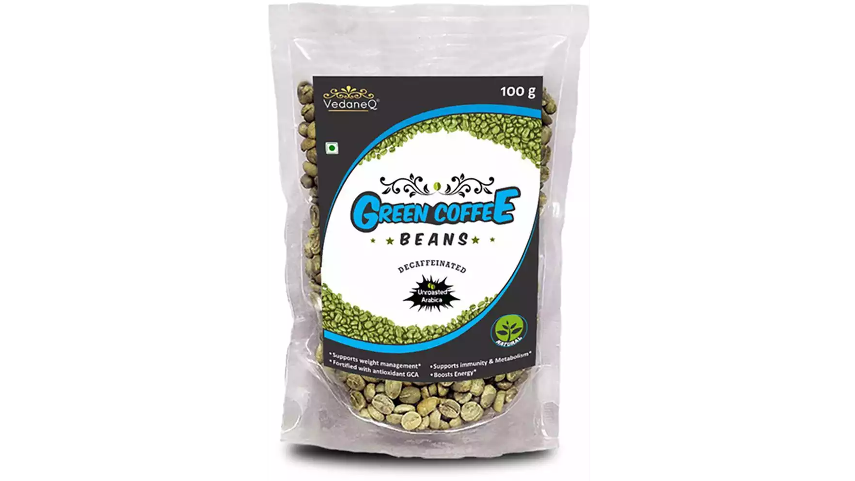 VedaneQ Green Coffee Beans Weight Loss Unroasted Arabica Instant Coffee (100g)
