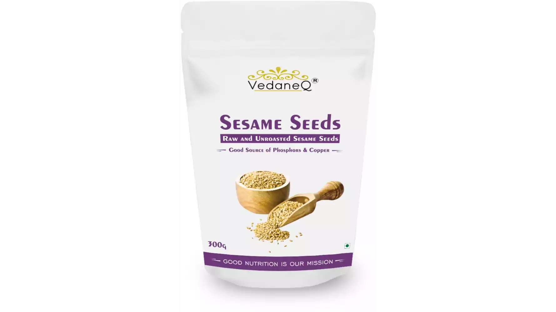 VedaneQ Organic White Sesame Seeds (300g)