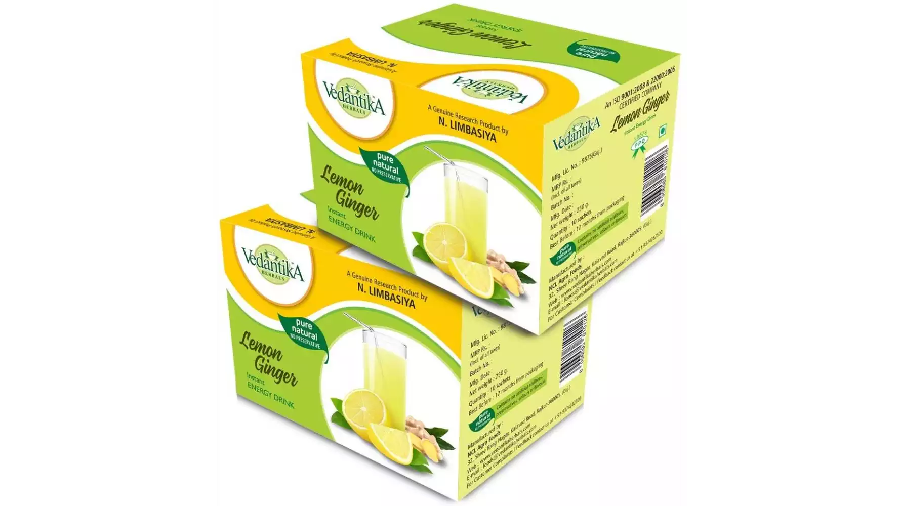 Vedantika Herbals Lemon Ginger Energy Drink Powder (250g, Pack of 2)