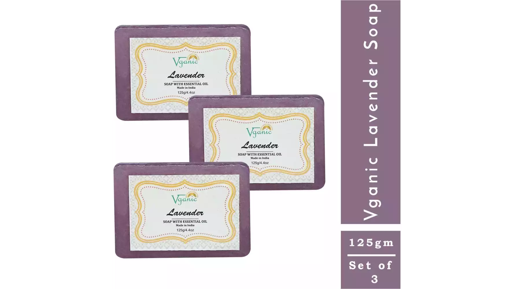 Vganic Lavender Soap (125g, Pack of 3)
