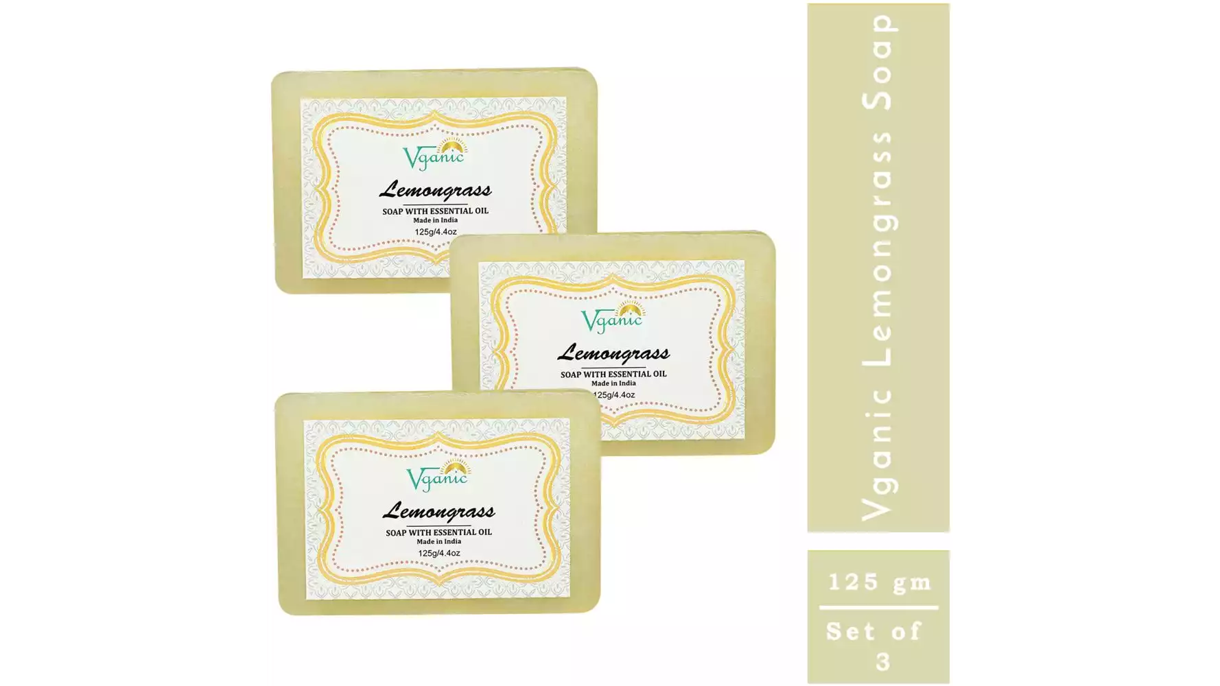 Vganic Lemongrass Soap (125g, Pack of 3)