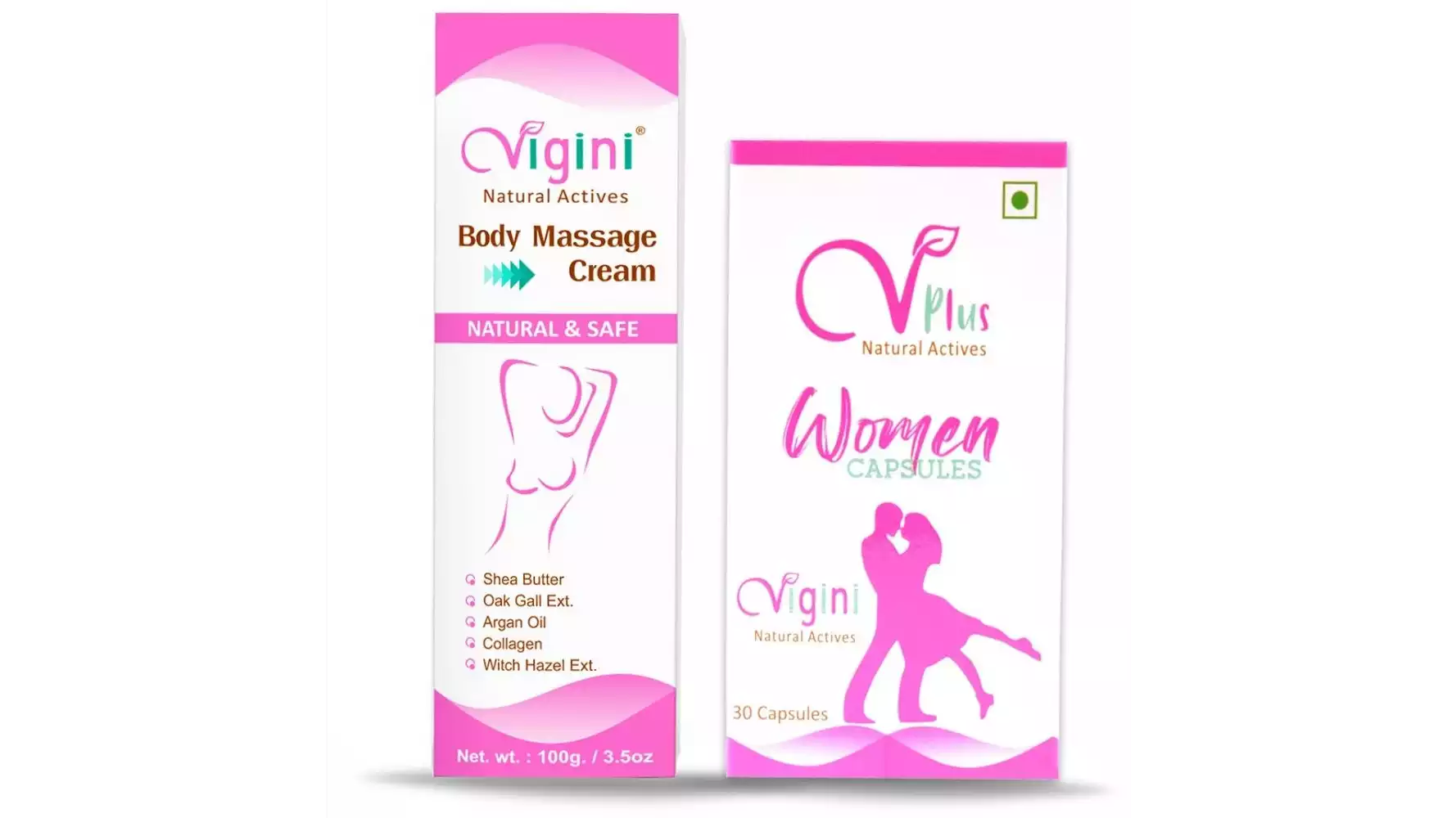 Vigini Body Massage Cream & Women Capsules Combo (1Pack)