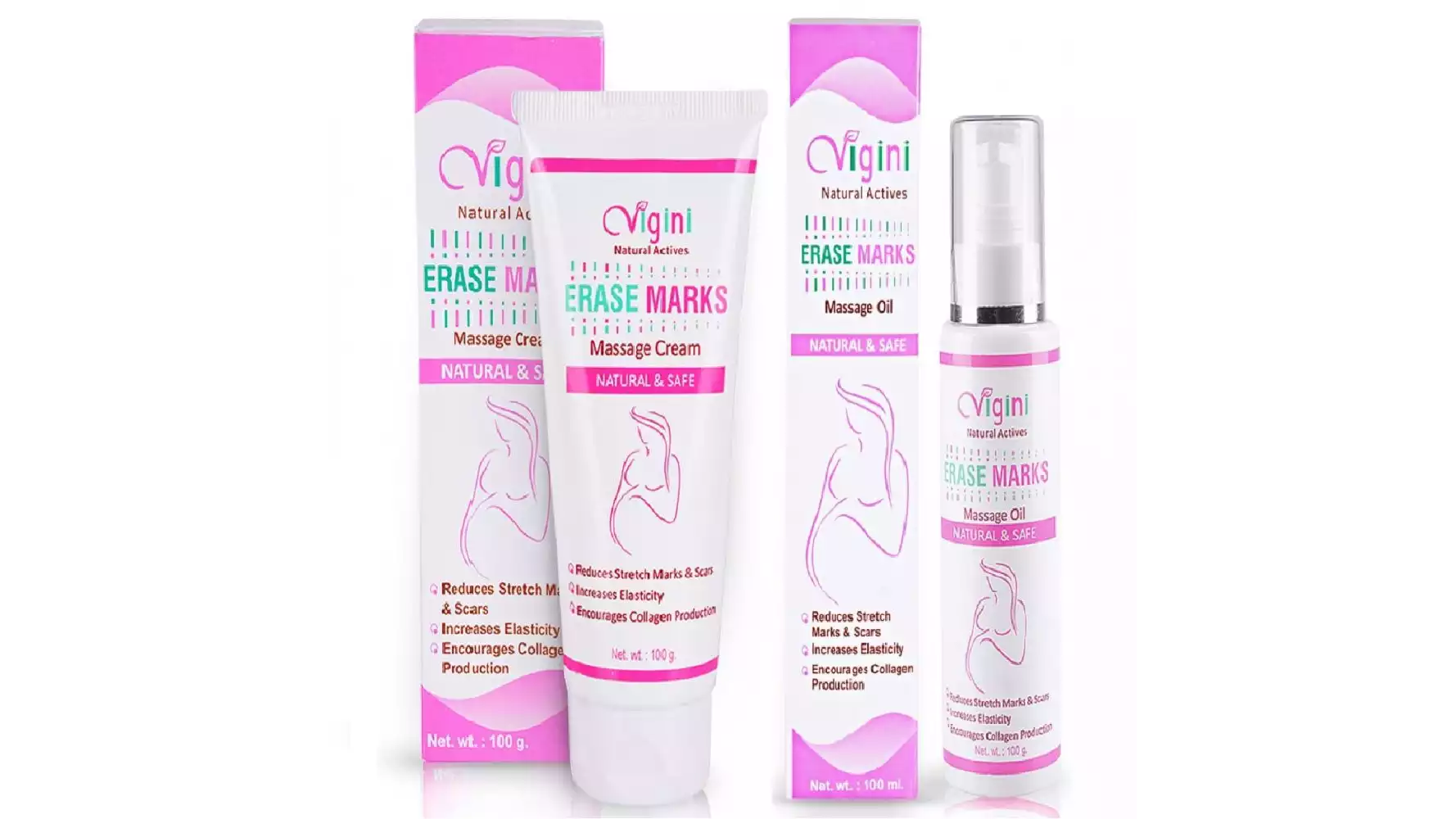Vigini Erase Marks Massage Cream & Massage Oil Combo (1Pack)