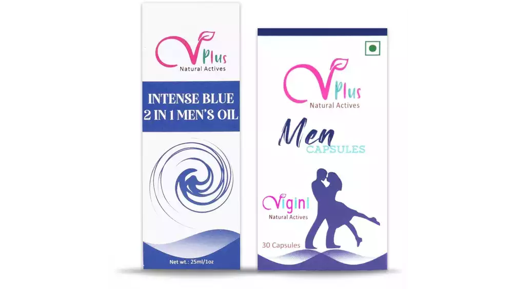 Vigini Intense Blue 2 In 1 Mens Oil & Men Capsules Combo (1Pack)
