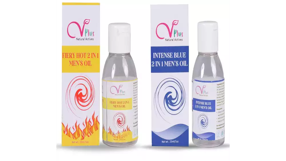 Vigini Plus Fiery Hot & Intense Blue Mens Oil 2 In 1 Combo (1Pack)