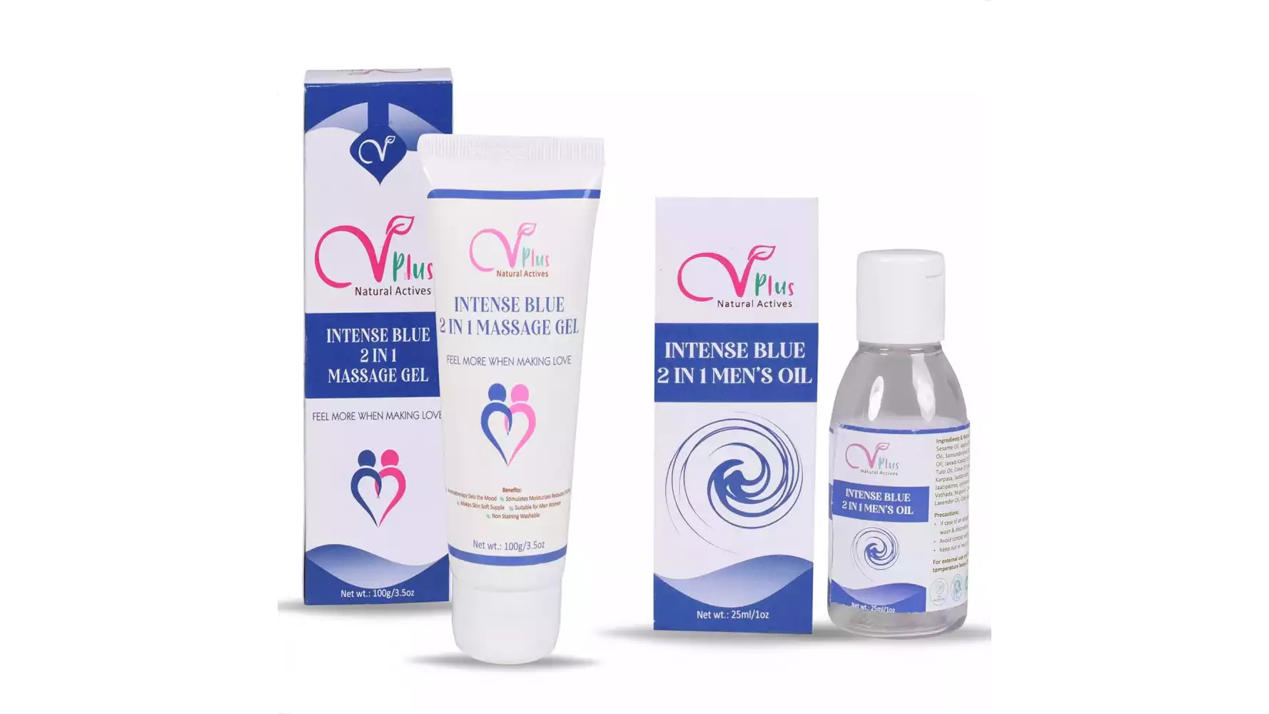 Vigini Plus Intense Blue Massage Gel & Mens Oil 2 In 1 Combo (1Pack)