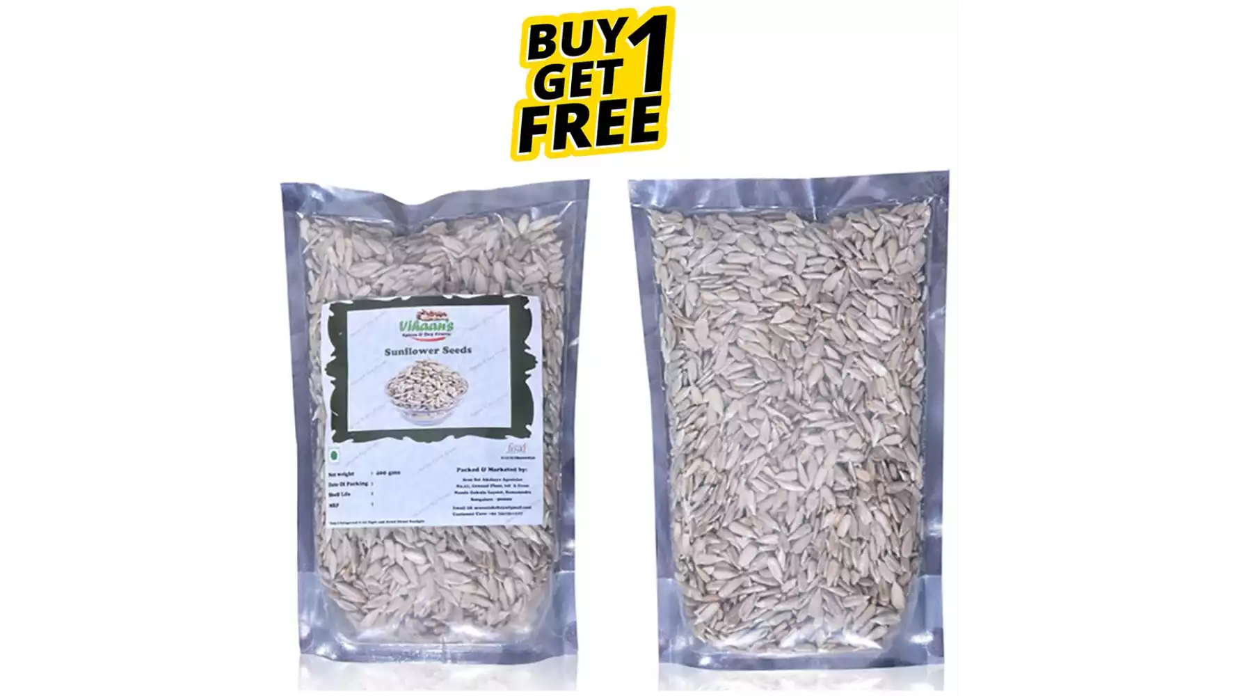 Vihaan Spices And Dry Fruits Sunflower Seeds (Buy 1 Get 1 Free) (400g)