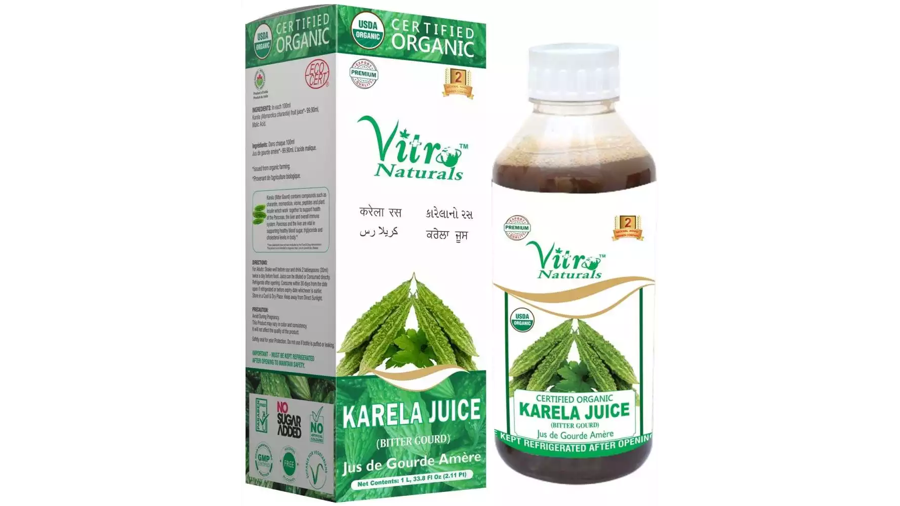 Vitro Naturals Organic Karela Juice (1liter)