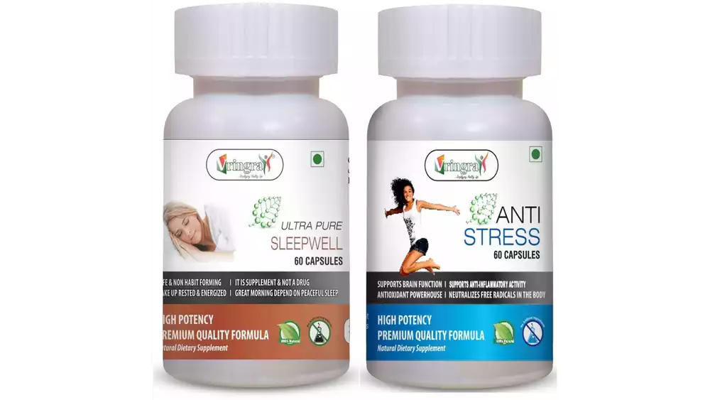 Vringra Sleeping Capsules - Sleeping Tablets With Anti Stress Capsules (Combo Pack) (1Pack)