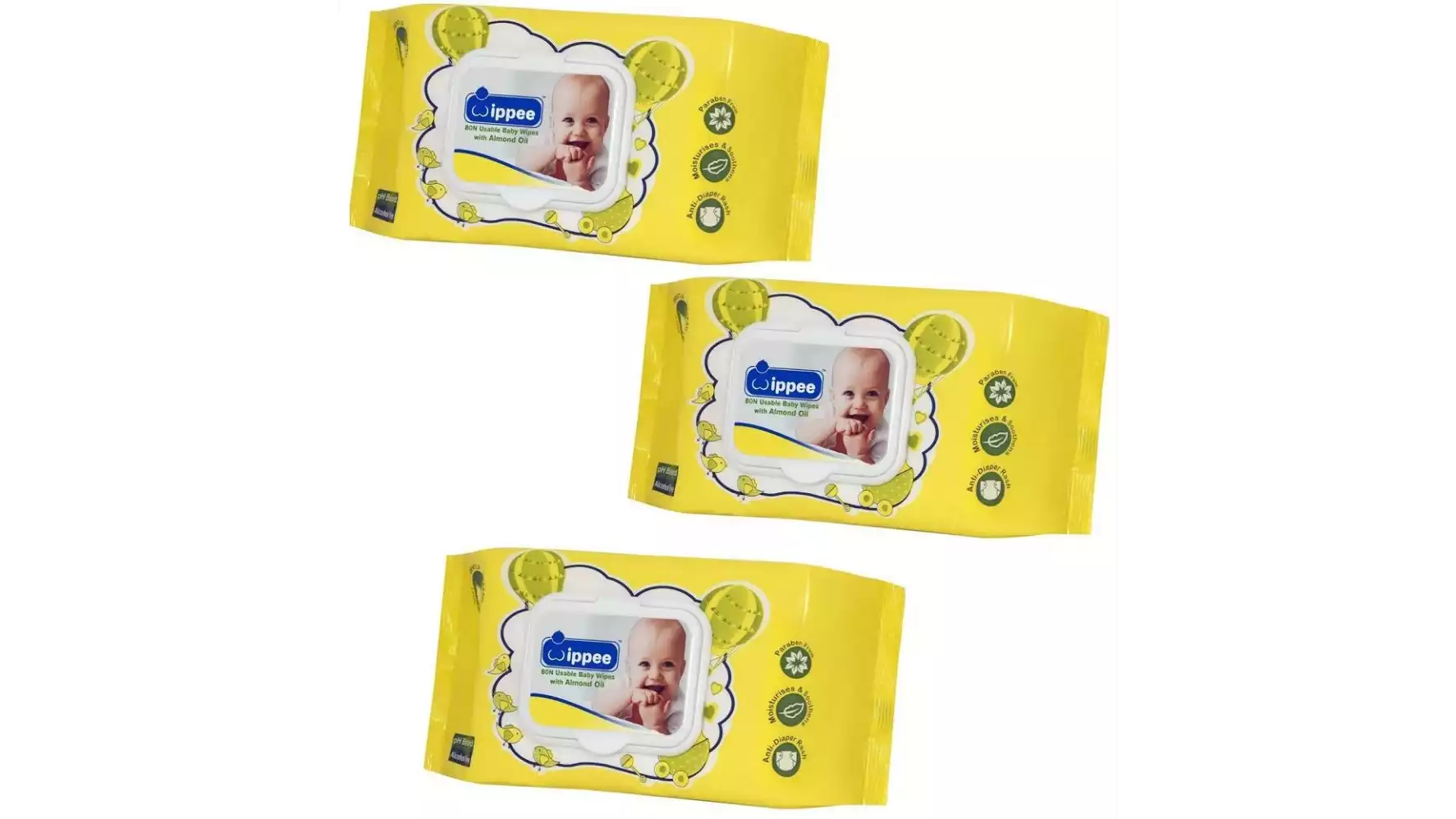 Wippee Baby Wipes (80pcs, Pack of 3)