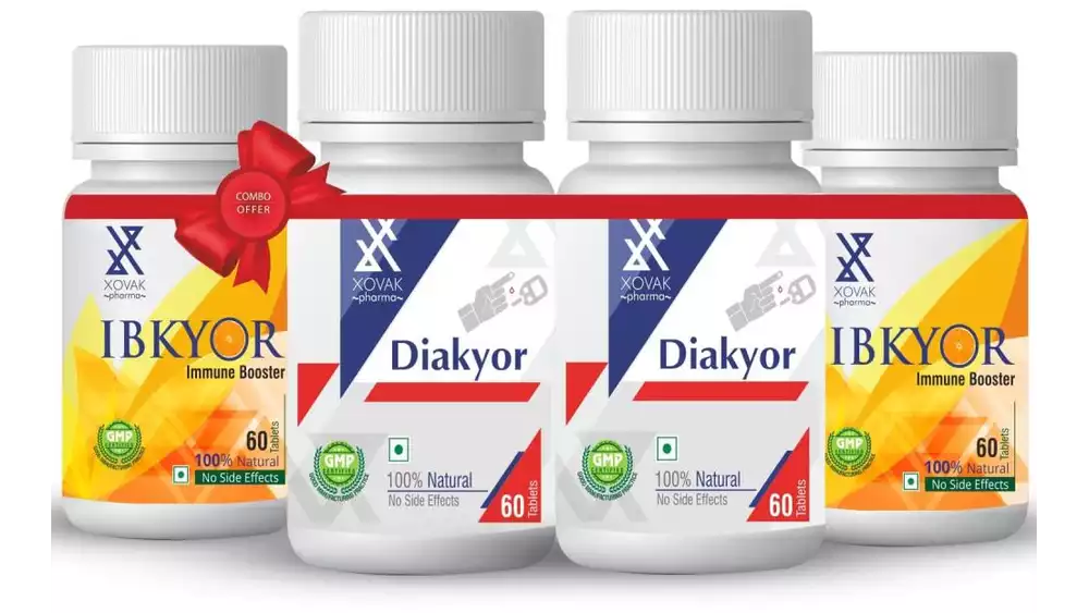 Xovak Pharma Diakyor Tablets (60Tab) + Ibkyor Tablets For Immunity Booster (60Tab) Combo Pack (1Pack, Pack of 2)