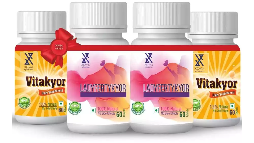 Xovak Pharma Ladyfertykyor Tablets (60Tab) + Vitakyor Tablet (60Tab) Combo Pack (1Pack, Pack of 2)