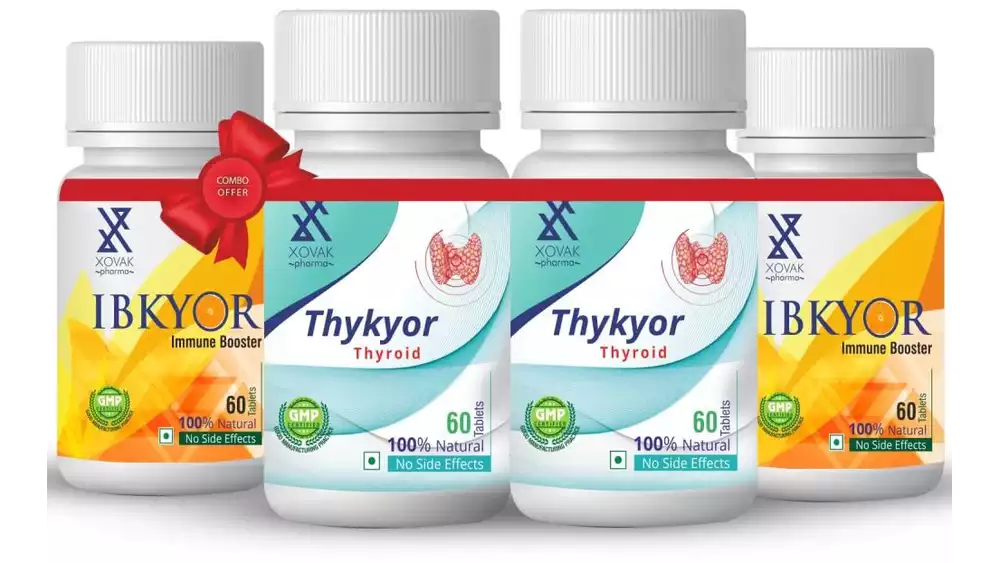 Xovak Pharma Thykyor Tablets (60Tab) + Ibkyor Tablets For Immunity Booster (60Tab) Combo Pack (1Pack, Pack of 2)