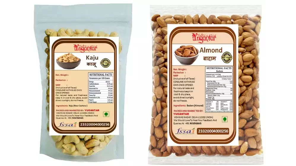 Yugantar Cashews & California Almonds Dry Fruits Combo (250g, Pack of 2)