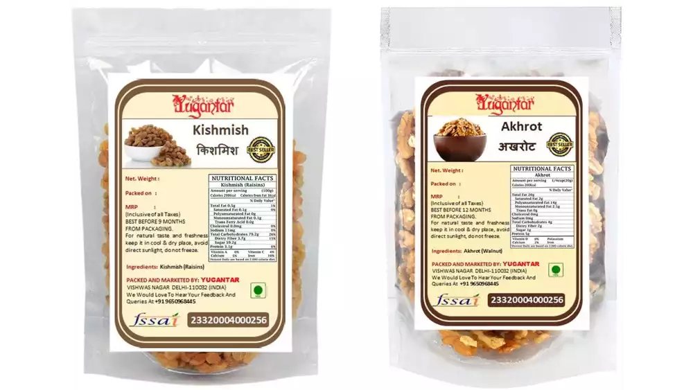 Yugantar Raisins & Walnuts Kernels Dry Fruits Combo (500g, Pack of 2)