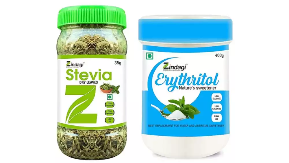 Zindagi Stevia Dry Leaves & Natural Sweetner Erythritol Powder Combo (1Pack)