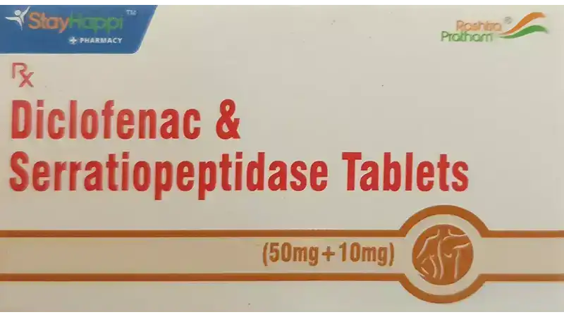StayHappi Diclofenac+Serratiopeptidase 50mg/10mg Tablet